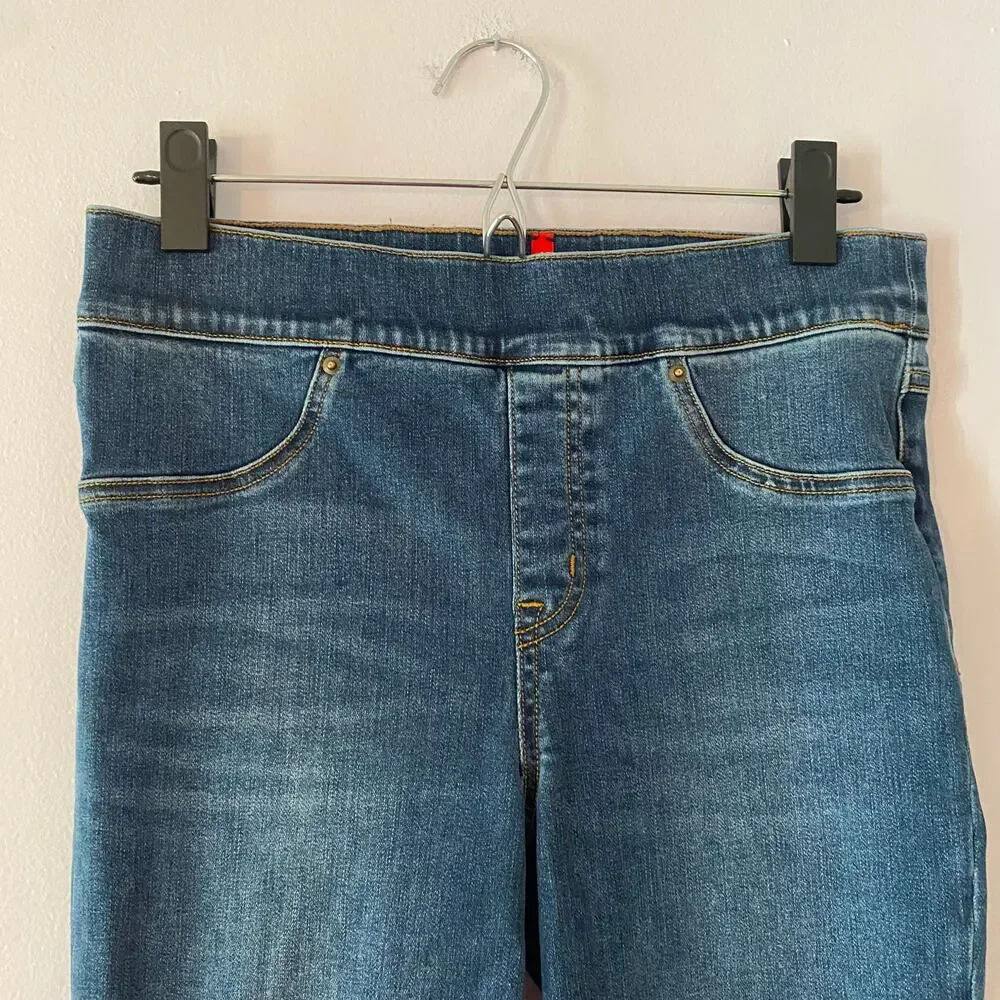 SPANX Distressed Skinny Jeans Dark Wash Preppy Shapewear Women's size Medium